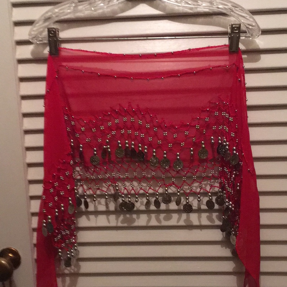 NWOT Beautiful red belly dance scarf nice quality